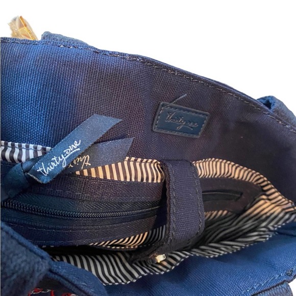 Thirty-One Cruisin Bag Blue White Nautical Vacation Canvas Travel Tote Clean NEW - Picture 6 of 12